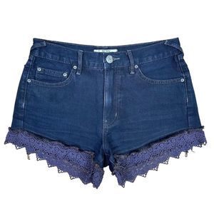 Free People Crochet Cut-off Denim Shorts